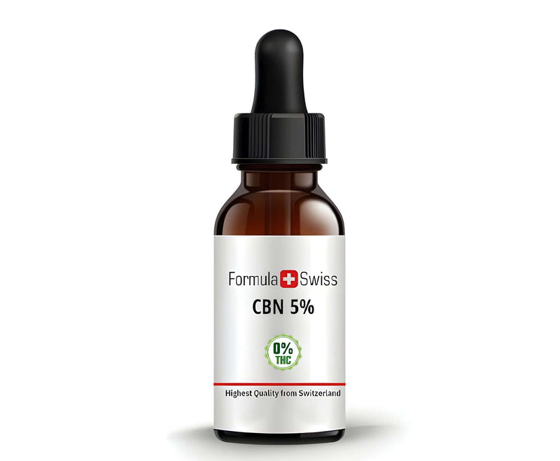Formula Swiss CBN aliejus 5 % su 0 % THC gintariniame buteliuke su lašintuvu